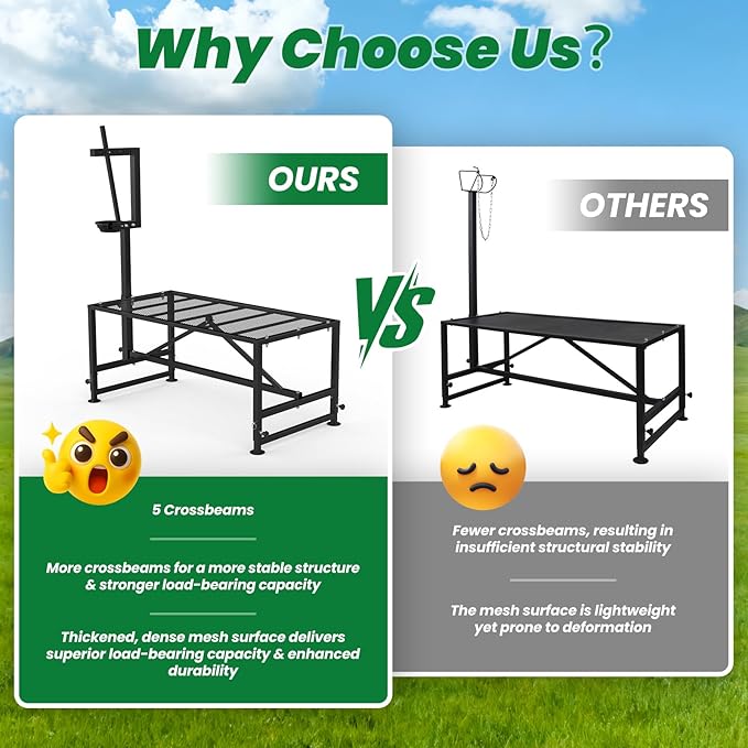 Goat Stand for Milking with Feed Bin, 600LBs Metal Trimming Stand for Sheep Goat with Adjustable Size Goat Milking Stand for Clipping Hooves