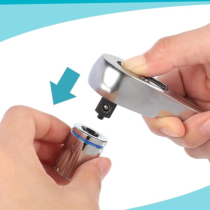 DURATECH 3/8 Inch Drive Ratchet Handle, Ratchet Socket Wrench, 90 Tooth, 8-3/8 Inch Length, Heavy Duty, Professional Ratchets, Quick-release Reversible, Premium Chrome Alloy Made, Polish Chrome Finish