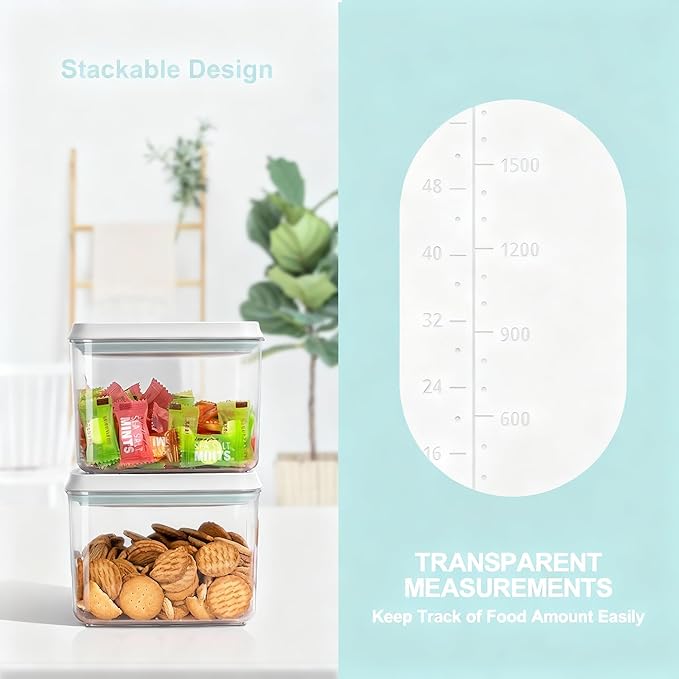 Pop Containers with Lids - Stackable Airtight Food Storage, Kitchen Pantry Storage Containers for Snacks Candy Salt Herbs Spices BPA-Free (12PCS (1.2 + 2.0 + 2.7 + 3.3 Qt) * 3)