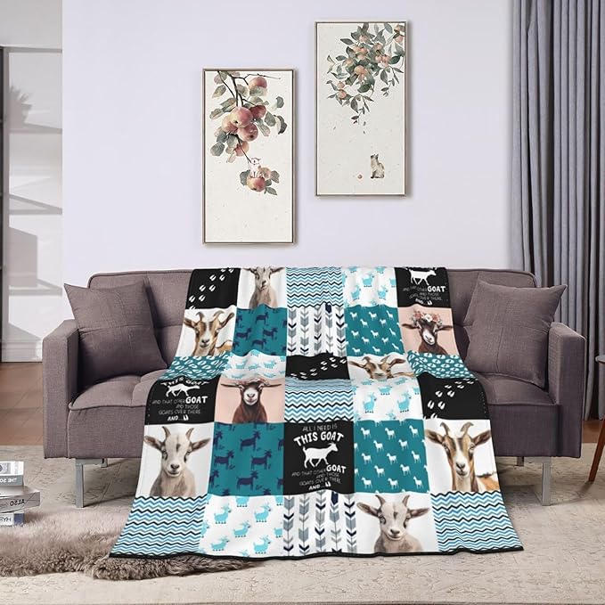 Super Soft Warm Goat Animal Throw Blanket - Cozy Plush Fluffy Sheep Lightweight Fleece Flannel Gifts for Women, Girls, Kids & Adults - 50"X40"
