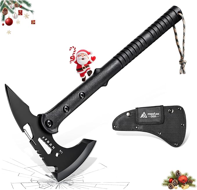 Freelander Hatchet, Sharp Outdoor Axe, Portable Camping Axe with Clip and Sheath, Durable Hatchet for Camping, Hiking, and Outdoor Use with Comfortable Handle, for Men Women