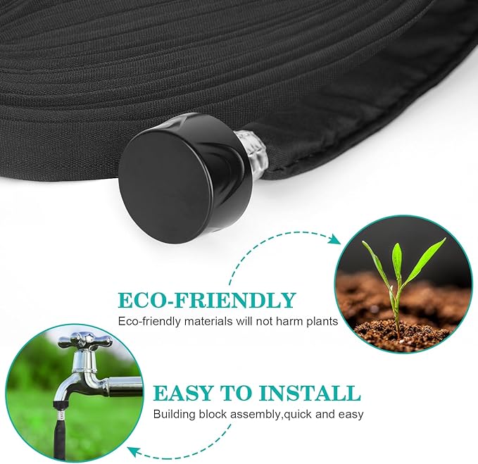 AIODE Flat Soaker Hose 200FT (50FT 4Pack) for Garden Beds Drip Hose Heavy Duty Save 80% Water for Vegetable Tree (200FT)
