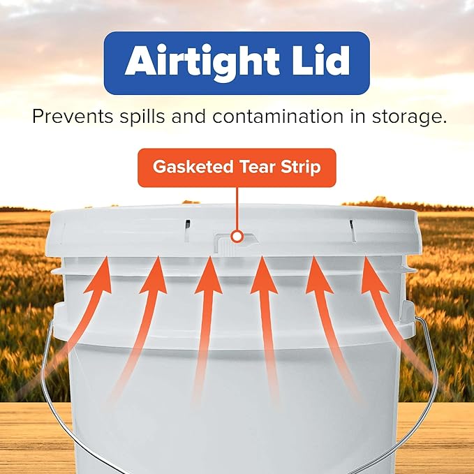 ePackageSupply 5 Gallon Bucket with Airtight Lid | Made in USA | Food Grade | Heavy-Duty Premium HPDE Plastic | Durable 90 Mil All Purpose Pail | Easy Stack and Store | BPA Free | 1 Count