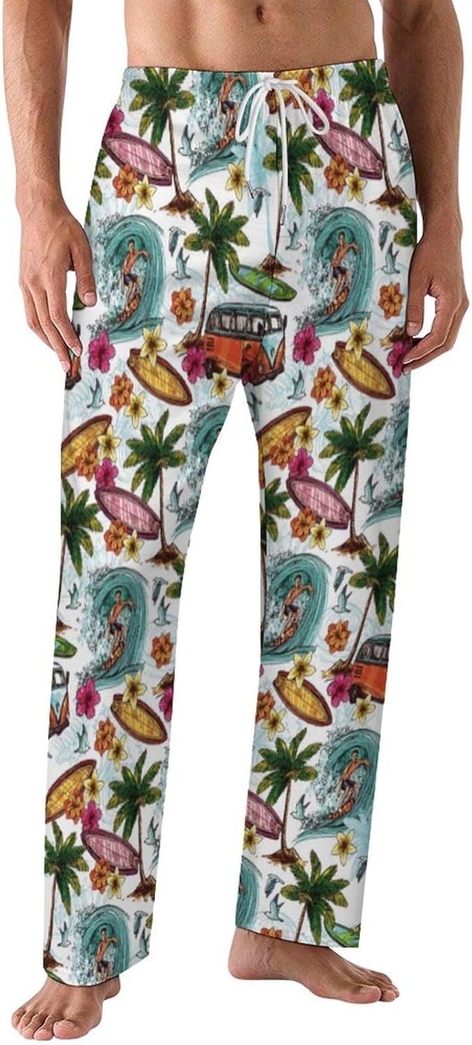 Funny Mens Pajama Pants Lightweight Soft Lounge Pant Sleep Pj Bottoms for Men With Pockets