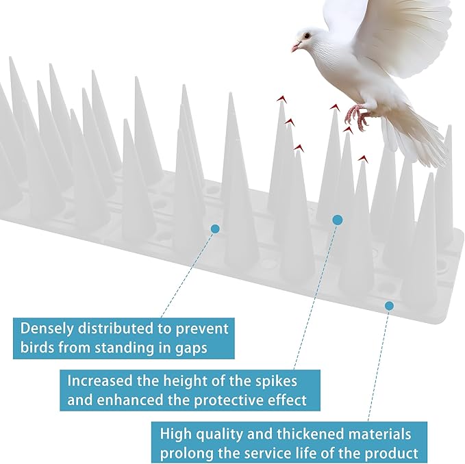 Bird Spikes,Clear,20 Pack Bird Deterrents for Outside,Keep Raccoon Squirrel Pigeon Away,Fence Spike for Garden Patio