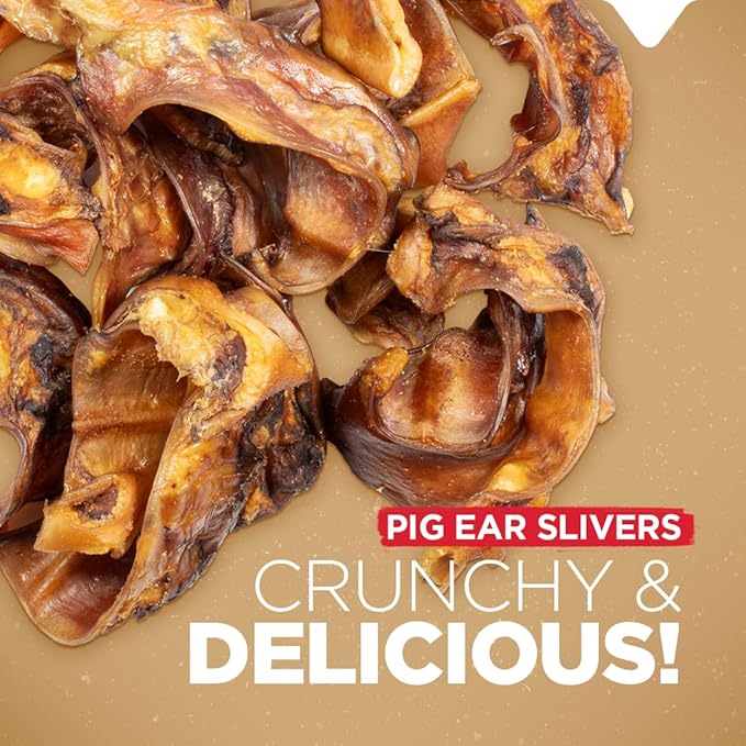 Natural Farm Pig Ear Slivers for Dogs (1.5 Pounds Bag), One Ingredient: Natural Pigs Ear Slivers, Air Dried, Long-Lasting & Highly Digestible Treats, Great for Puppy and Large/Medium Dogs