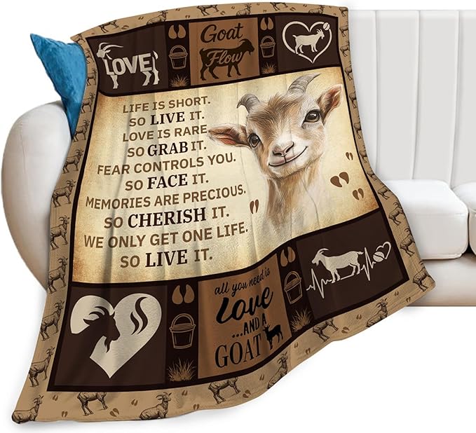 Goat Blanket, Goats Throw Blanket, Sheep Gifts Blankets Stuff Fleece Flannel Plush for Girls Women Men Boys Lovers Adults Soft Bedding Gift for Sofa Bed Office Home Decor 60"x50"
