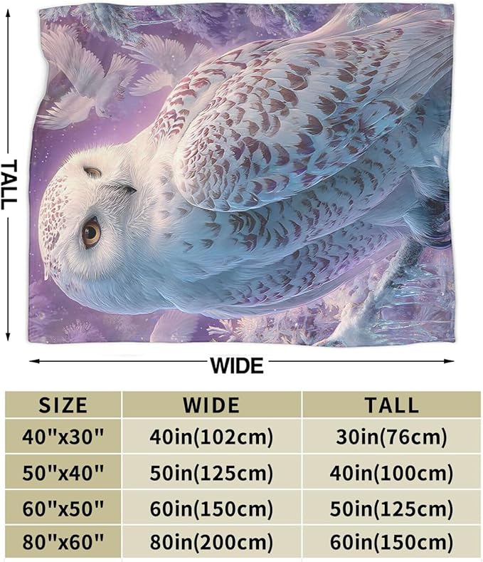 Owl Blanket Inspiring Owls Animal Blankets Fleece Plush Flannel Super Soft Cozy Fuzzy Warm Lightweight Stuff Owl Decor Gifts for Boys Girls Kids Adults Men Women 60" x 80"