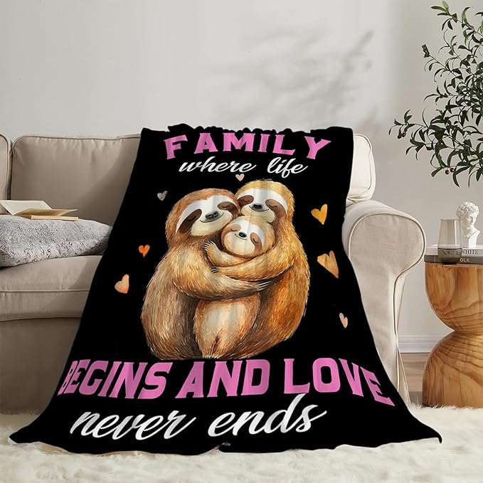 Super Soft Warm Sloth Animal Throw Blanket - Cozy Fluffy Plush Gift for Women, Girls, Kids & Adults - 60"X50"