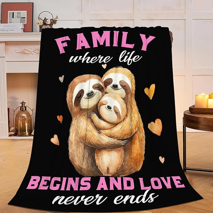 Super Soft Warm Sloth Animal Throw Blanket - Cozy Fluffy Plush Gift for Women, Girls, Kids & Adults - 60"X50"