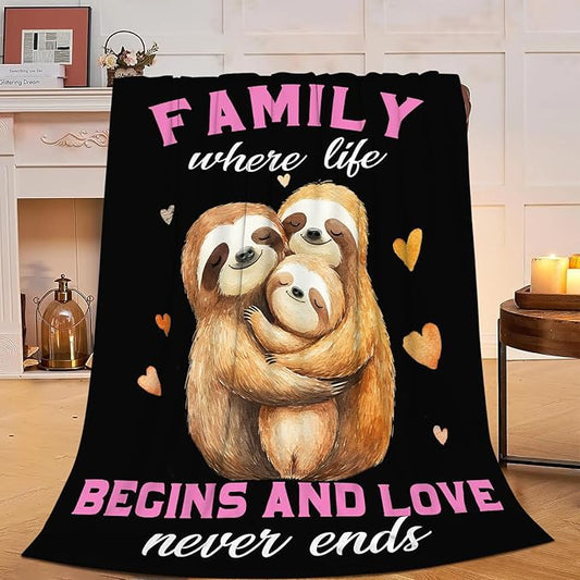 Super Soft Warm Sloth Animal Throw Blanket - Cozy Fluffy Plush Sloth Lightweight Flannel Fleece Blanket for Women, Girls, Kids & Adults - 80"X60"