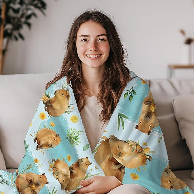 Capybara Blanket Gifts for Capybara Lovers, for Kids, Cozy Soft Capybara Gifts for Girls Boys, Capybaras Blanket Decor for Couch Sofa Bedroom,Gift for Chritsmas Thanksgiving 50x60