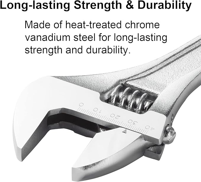 Jetech 24-Inch Adjustable Wrench - Professional Heavy Duty Chrome Vanadium Steel Shifter Spanner with Inch/Metric Scale Wide Caliber Opening