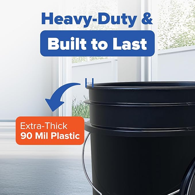 ePackageSupply 5 Gallon Bucket with Airtight Lid | Made in USA | Food Grade | Heavy-Duty Premium HPDE Plastic | Durable 90 Mil All Purpose Pail | Easy Stack and Store | BPA Free | 1 Count