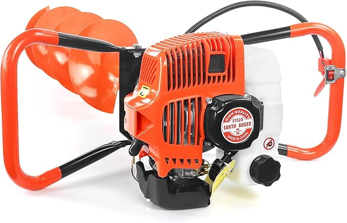 NEOTEC 52CC 2-Stroke Gas Powered Earth Auger Post Fence Hole Digger Powerhead, Petrol Drill Borer for Garden & Lawn, Digging