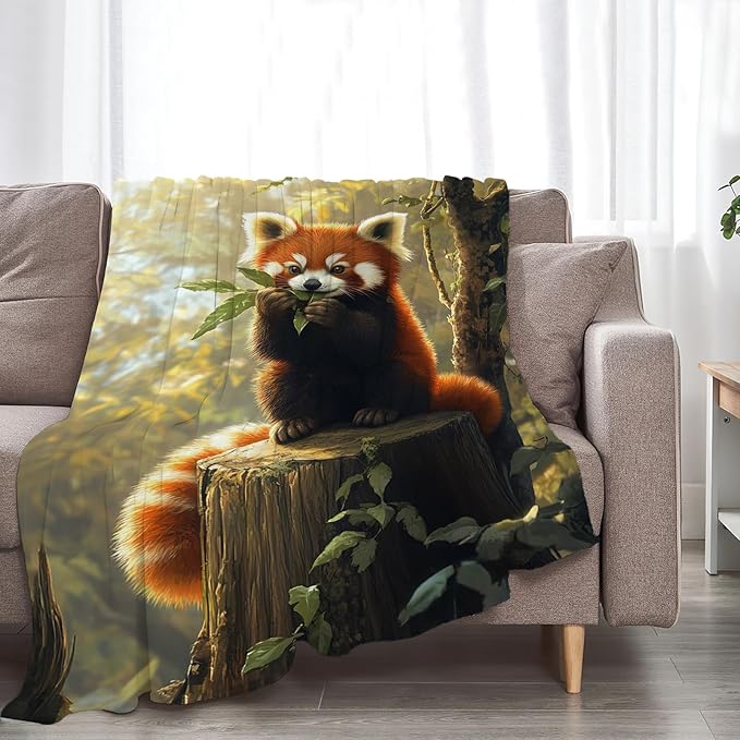 Red Panda Blanket, Pandas Gift Pictures Animal Throw Blankets, Fuzzy Plush Blanket Soft for Red Panda Lover Kids Teens Women Men Girls Boys Stuff for Bedding Sofas Couch 60"X50"