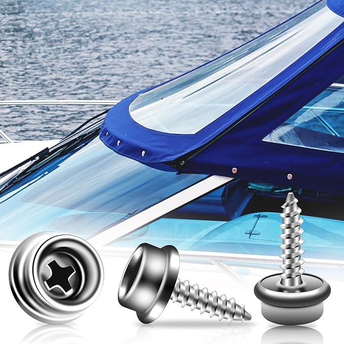 Boat Canvas Snaps, Marine Snaps Stainless Steel, Boat Cover Snaps Stainless Steel Kit With 3/8 Inch Socket Snap Screw (100pcs Sliver)