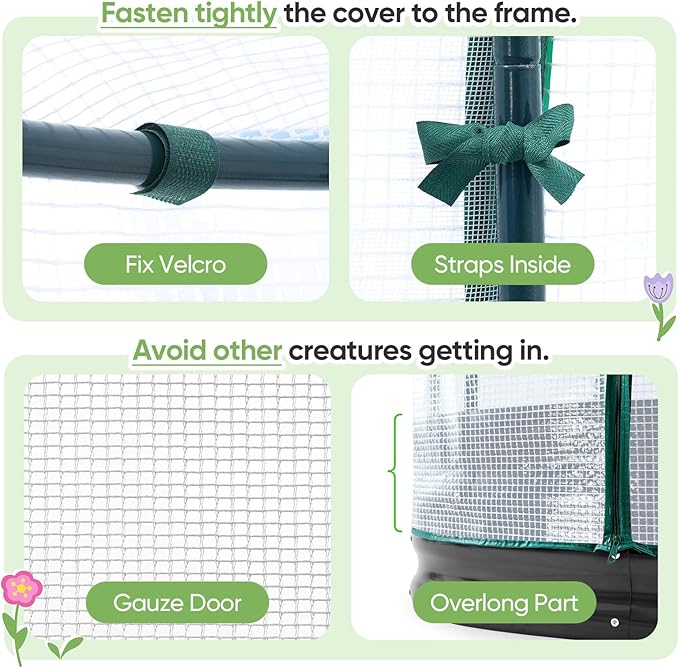 KING BIRD Raised Garden Bed with Cover Galvanized Oval Planter Garden Box Outdoor for Gardening, Vegetables, Flowers 71x36x12 in, White