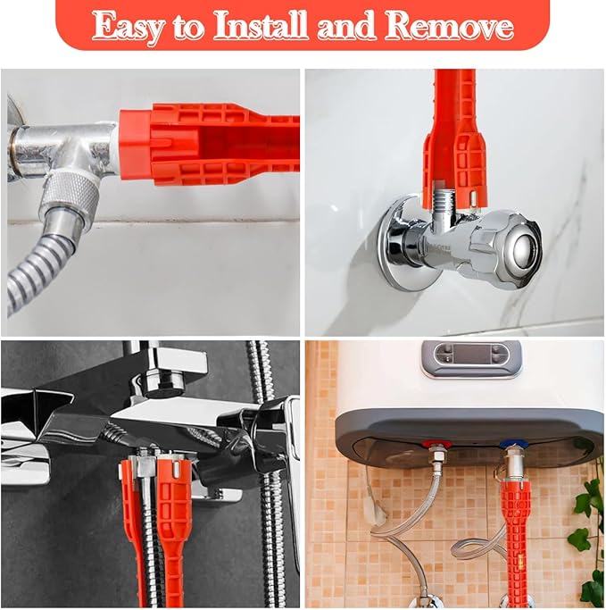 14 in 1 Faucet and Sink Installer,Faucet and Sink Wrench,Multifunctional Sink Wrench,Suitable for Installing Pipes under Bathrooms,Toilets,Kitchens,and Sinks（Red）