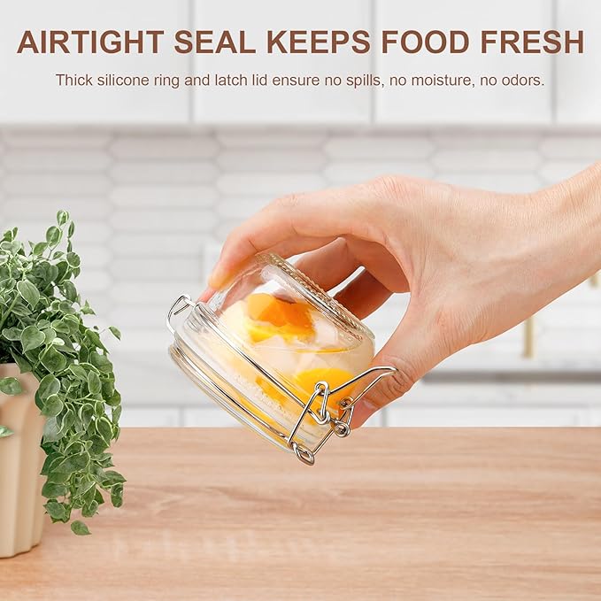 6 Pack Spice Jars, 4 oz Glass Containers with Airtight Lids, Small Herb Jars with Labels for Kitchen Storage