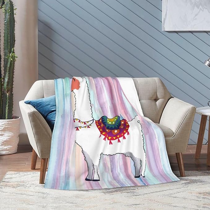 Llama Blanket Super Cozy Soft Cute Llama Animal Throw Blanket Warm Plush Fluffy Alpaca Stuff Gifts for Women Girls Fleece Flannel Gift Blankets for Kids Adults 60"X50"