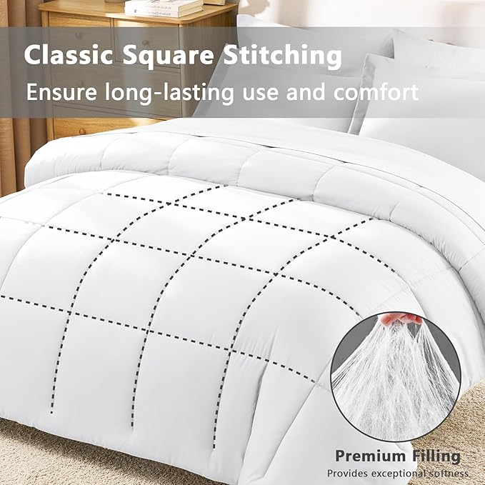 CozyLux Full Size Comforter Sets White - 7 Pieces Bed in a Bag Full, Oeko-Tex Certified Bed Set, All Season Soft Bedding Set with Down Alternative Comforter, Sheets, Pillowcases & Pillow Shams
