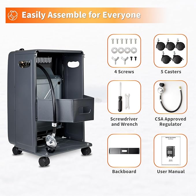Propane Patio Heater, 18000BTU Portable Outdoor Heater, LP Gas Radiant Propane Heaters for Indoor, Garage, Camping, Shop