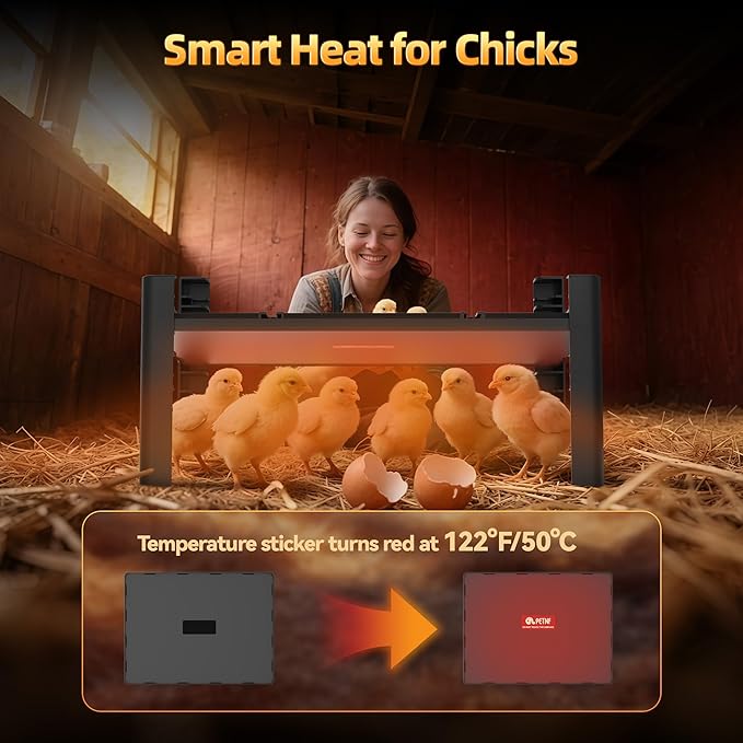 Chick Brooder Heating Plate – Adjustable Temperature Chicken Brooder Heater for Baby Chicks Ducklings Poultry with Height Adjustable Anti-Roost Design Safe Durable ABS Material 95–167℉ Low Energy Use