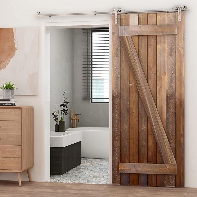 TSMST 11FT Sliding Barn Door Hardware Kit, Stainless Steel Heavy Duty Sturdy Barn Door Track for Single Wood Door, Slide Smoothly Quietly (Y Style)