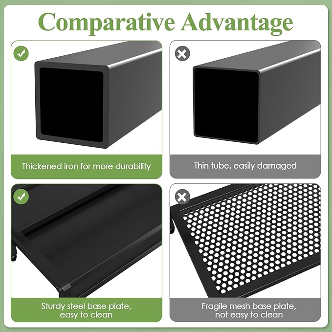 Garden Tool Organizer for Garage, Yard Tool Rack, Holds Up to 64 Long-Handled Tools, Black Metal Garden Tools Rack Storage with Hooks for Yard Shed Garage Organization