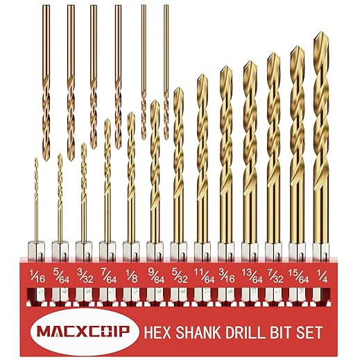 Drill Bit Set, 19Pcs Twist Drill Bit (13Pcs Hex Shank Drill Bit Set+6Pcs Cobalt Drill Bit) for Sheet Metal, Wood, Plastic, Quick Change Design (1/16" - 1/4")