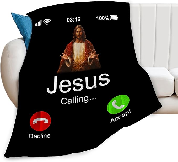 Jesus Blanket Christian Throw Blanket Soft Warm Cozy Fuzzy Plush Religious Throw Blanket Gifts for Girls Women Jesus Stuff Lightweight Fleece Flannel Gift Blankets for Kids Adults 50"X60"