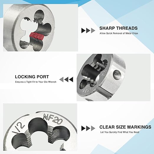 80pcs Tap and Die Set, SAE and Metric Tap Die Wrench Set, Metric Standard M3 to M12 Coarse Fine Rethreading Threads Bits for Cutting External and Internal Threads, NC, NF, NPT Repair Tools