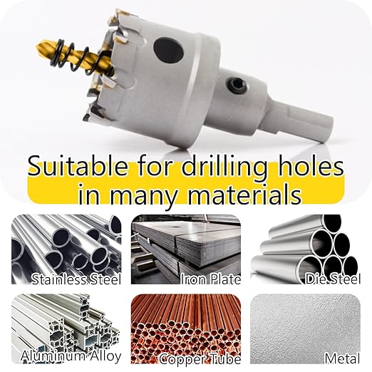 1-1/2'' (38mm) Hole Saw Heavy Duty Carbide 2-Pack Tungsten Carbide Tipped Hole Cutters cuts Stainless Steel, mild Steel, Iron, Copper, Brass, Plastic Titanium-Plated Pilot Drill Bits