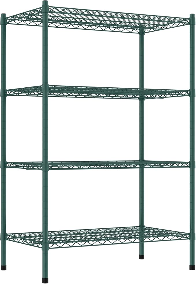 Commercial NSF Listed Green Epoxy Stationary Wire Shelving Kit 21" x 36" x 54", with 4 Shelves Perfect for Warehouse, Walk-in Refrigerator, Freezer, Grocery Store, Restaurant, Dishroom