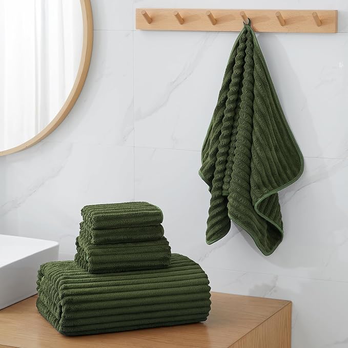 Oversized Bath Sheets 40x80 Inches Extra Large Bath Towels for Adults Super Soft Quick Dry Highly Absobent Microfiber Shower Towels for Bathroom, Pool, Gym, Yoga Towel (Olive Green, 2Piece)