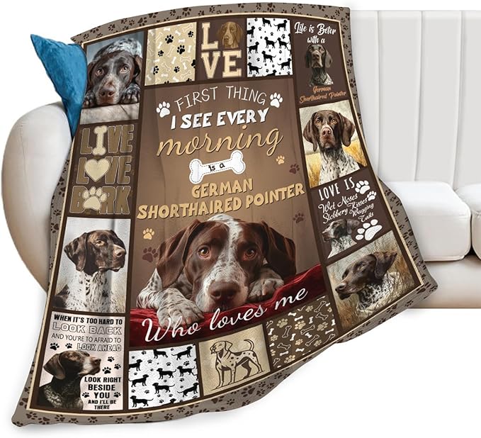 Dynova Shorthaired Pointer Blanket Cozy Plush Dog Lovers Gifts Throw Blankets Animal Fuzzy Flannel Fleece for Girls Boys Women Men 60"X50"