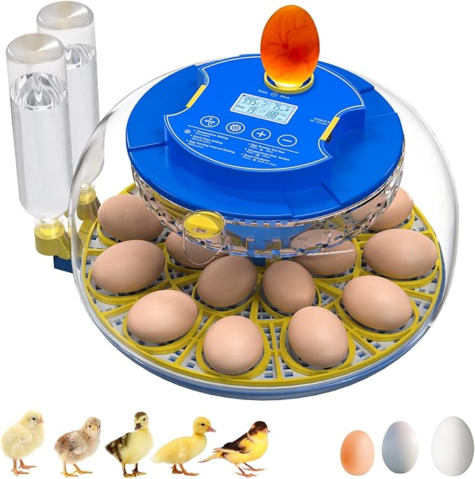18 Egg Incubators for Hatching Eggs with Temperature Control, Egg Incubator with Automatic Egg Turning and Humidity Display, Built-in Egg Candler Incubator for Chicken Eggs, Duck, Goose & Quail