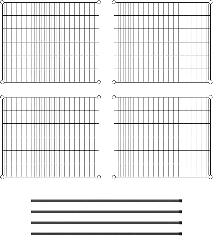 Commercial NSF Listed Black Epoxy Stationary Wire Shelving Kit 30" x 36" x 54", with 4 Shelves Perfect for Warehouse, Walk-in Refrigerator, Freezer, Grocery Store, Restaurant, Dishroom