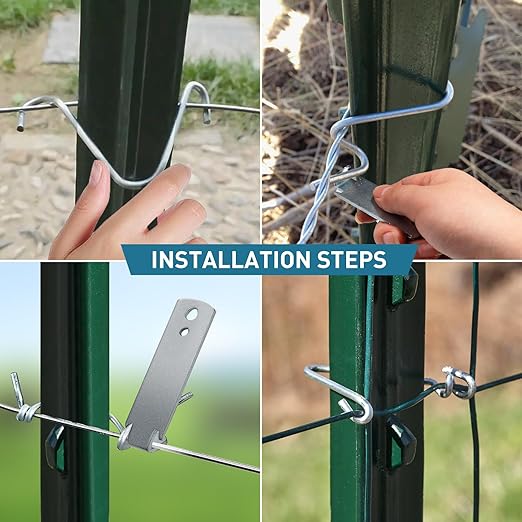 100PCS T-Post Wire Clips, Galvanized Steel Fence Clips, Heavy-Duty Clip Bending Tool, Time-Saving and Convenient Fence Wire Clips for Tightening Farm, Ranch, Garden Fence Wires
