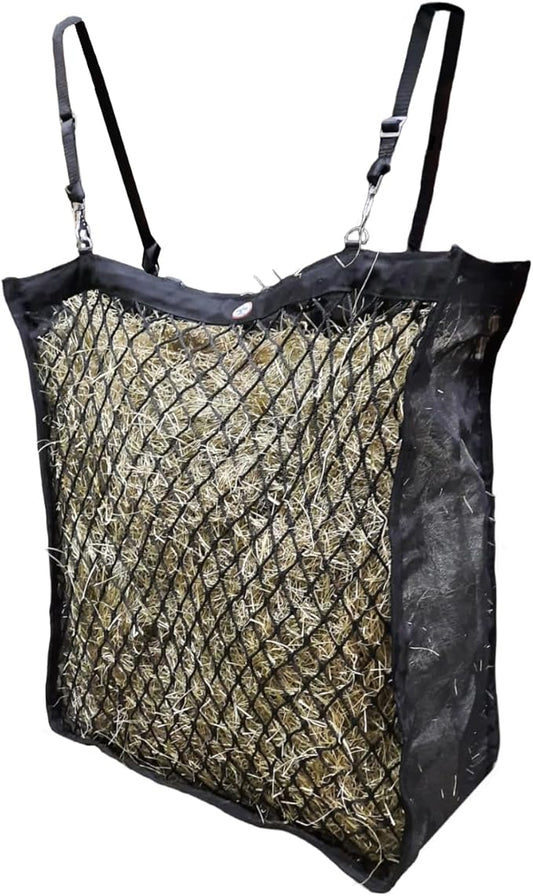 XL Double-Sided Knotless Slow Feed Hay Net – Holds 5–6 Flakes, 2"x2" Openings, Comfortable for Horse Muzzles, 1000D Mesh Side Gussets, Adjustable Hanging Strap, Durable & Safe Design