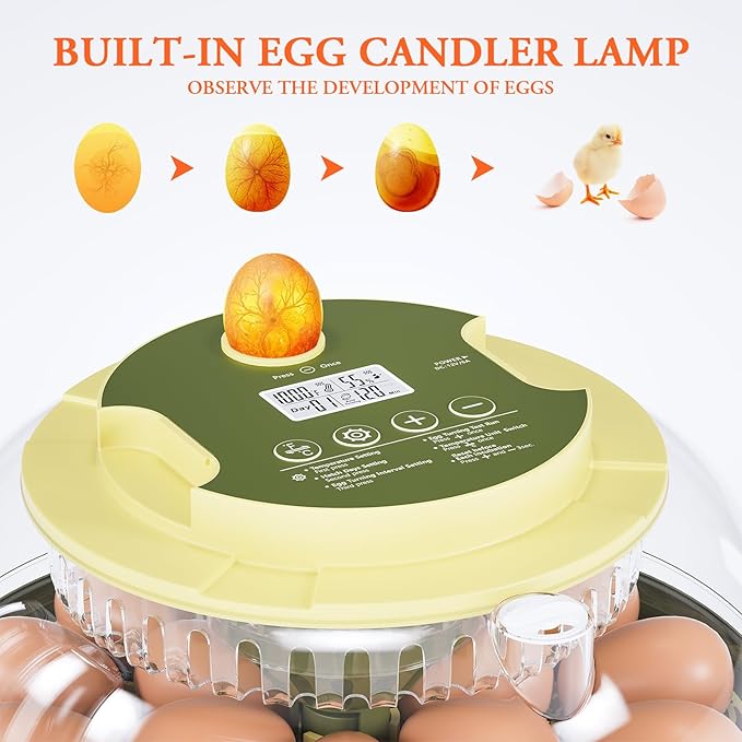 Egg Incubator for Hatching Eggs,Automatic Egg Turning and Humidity Control,Incubators for Chicken, Ducks, Goose, Pigeon, Quail, Parrot Incubator for Farm, Lab, Science Classroom, Home -18 Egg Capacity