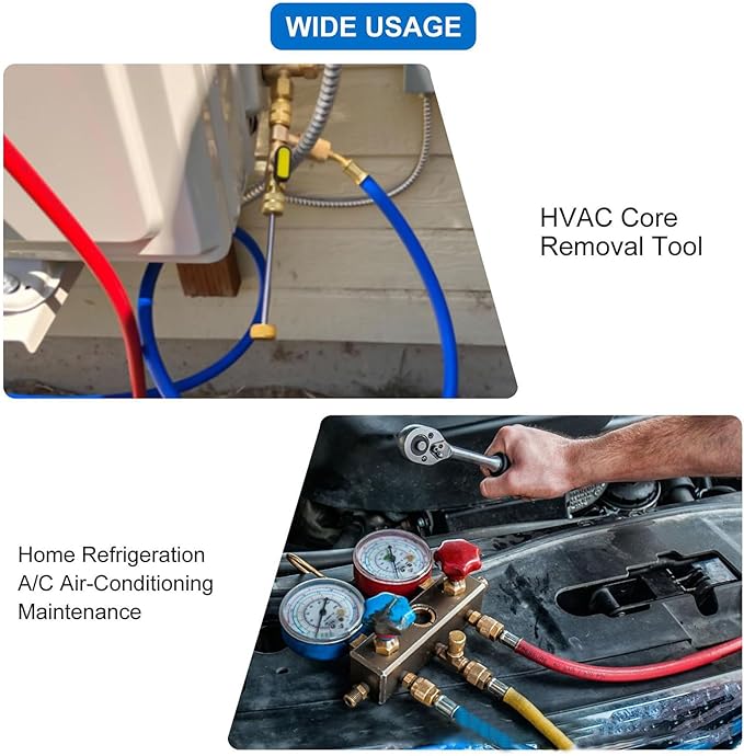 Multifunction Refrigerator Service Wrench Set Cores Removal Tool and 10 Valves for HVAC Equipment Maintenance Valves Removal Installer Tool