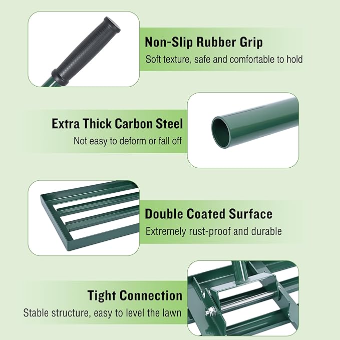 Yesker Lawn Leveling Rake 36 Inch for Soil Yard Leveling Rake with 36"x10" Ground Plate 72" Steel Handle Effort-Saving Heavy Duty Ground Leveler Tool for Backyard Garden Farm Golf Course Landscaping