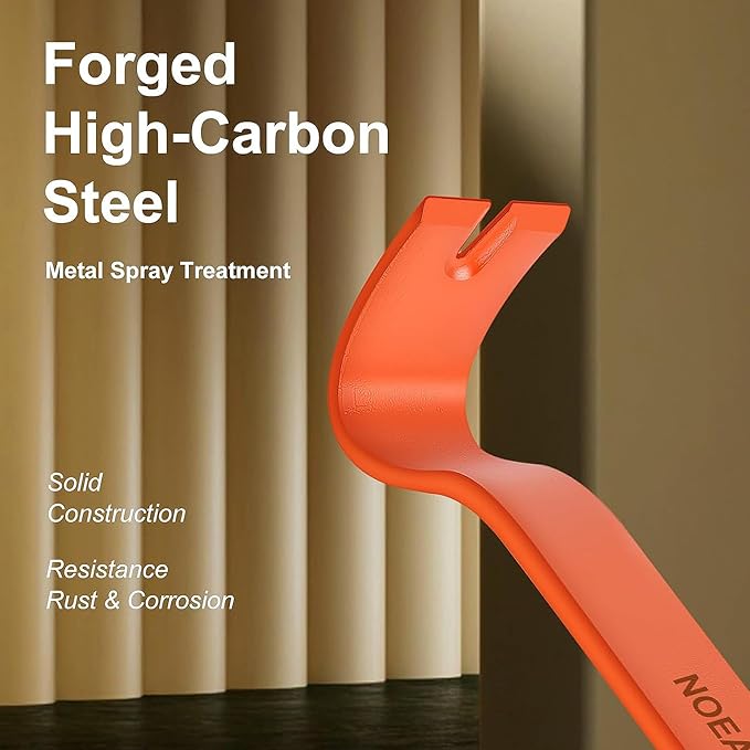 2-Pack Flat Pry Bar Set 7.5"/15" Crowbar with Nail Puller,Utility Heavy Duty Claw Bar,Mini Pry Bar High-Carbon Steel Crow Bar Tool for Home Improvement & Woodworking