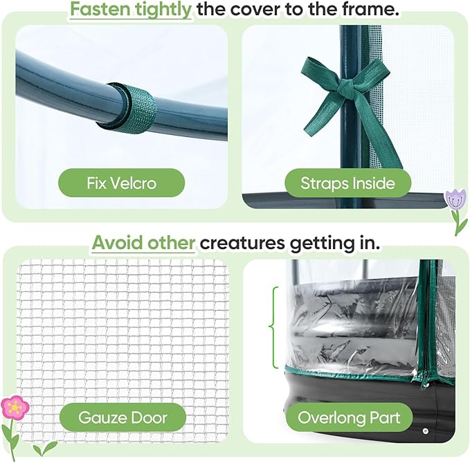 KING BIRD Raised Garden Bed with Cover Galvanized Oval Planter Garden Box Outdoor for Gardening, Vegetables, Flowers 71x36x12 in, Clear