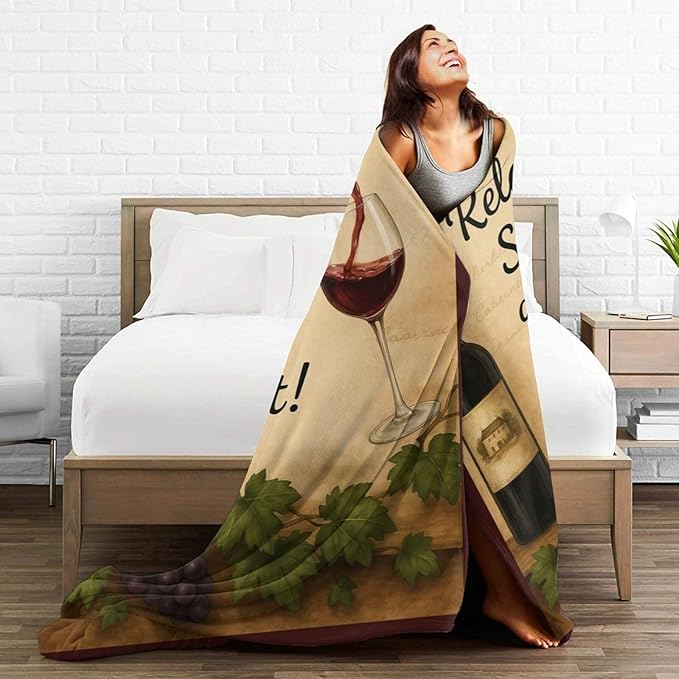 Red Wine Fleece Blanket Grapes Throw Blankets for Girls Boys Super Soft Warm Flannel Vintage Relax Throws Gifts for Men Women Cozy Fuzzy Plush Stuffed Couch Bed Bedding Decor 80"X60"