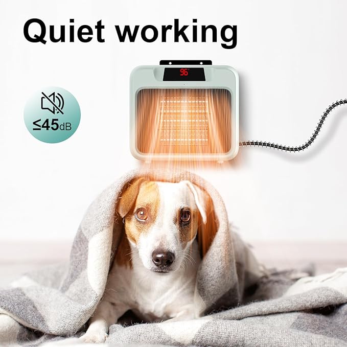 Dog House Heater for Outdoor & Indoor Use - 600W/300W Safe & Efficient Heating for Pet Houses, Chicken Coops, Rabbit Hutches - Wall-Mounted Design with Overheat Protection & Anti-Chew Cord (grey)