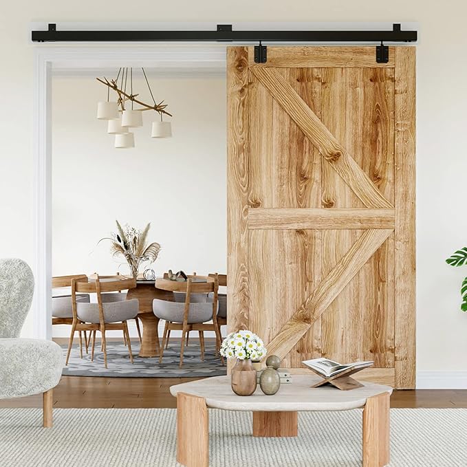 10FT Box Rail Hardware Heavy Duty Steel Sliding Barn Door Track, Wall Mount Kit, Fit Indoor and Exterior Door