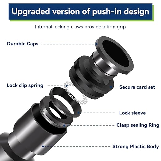 20 Pack 1/4" Drip Universal Straights Fitting Connectors, Quick Connect Universal Drip Irrigation Tubing Coupling Valve, Connector Locking Fitting for Sprinkler or Drip Irrigation System